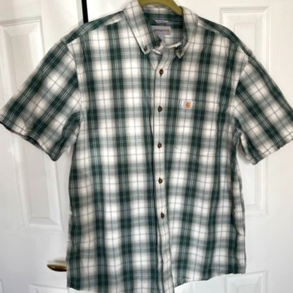 Men's Carhartt Size Large Relaxed Fit Button-Down Plaid Shirt